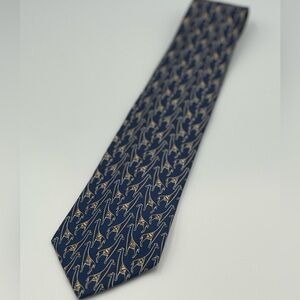 Salvatore Ferragamo Blue and Gold Animal Tie